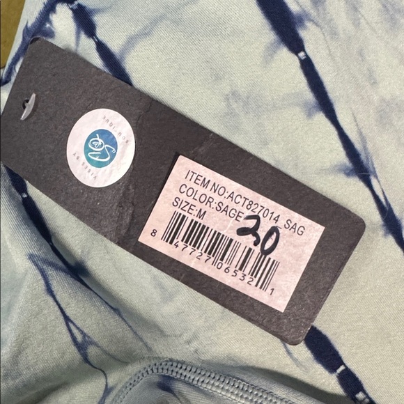 YELETE High Waist Tie Dye Leggings Medium in Sage/Navy NWT 130 - Picture 4 of 5